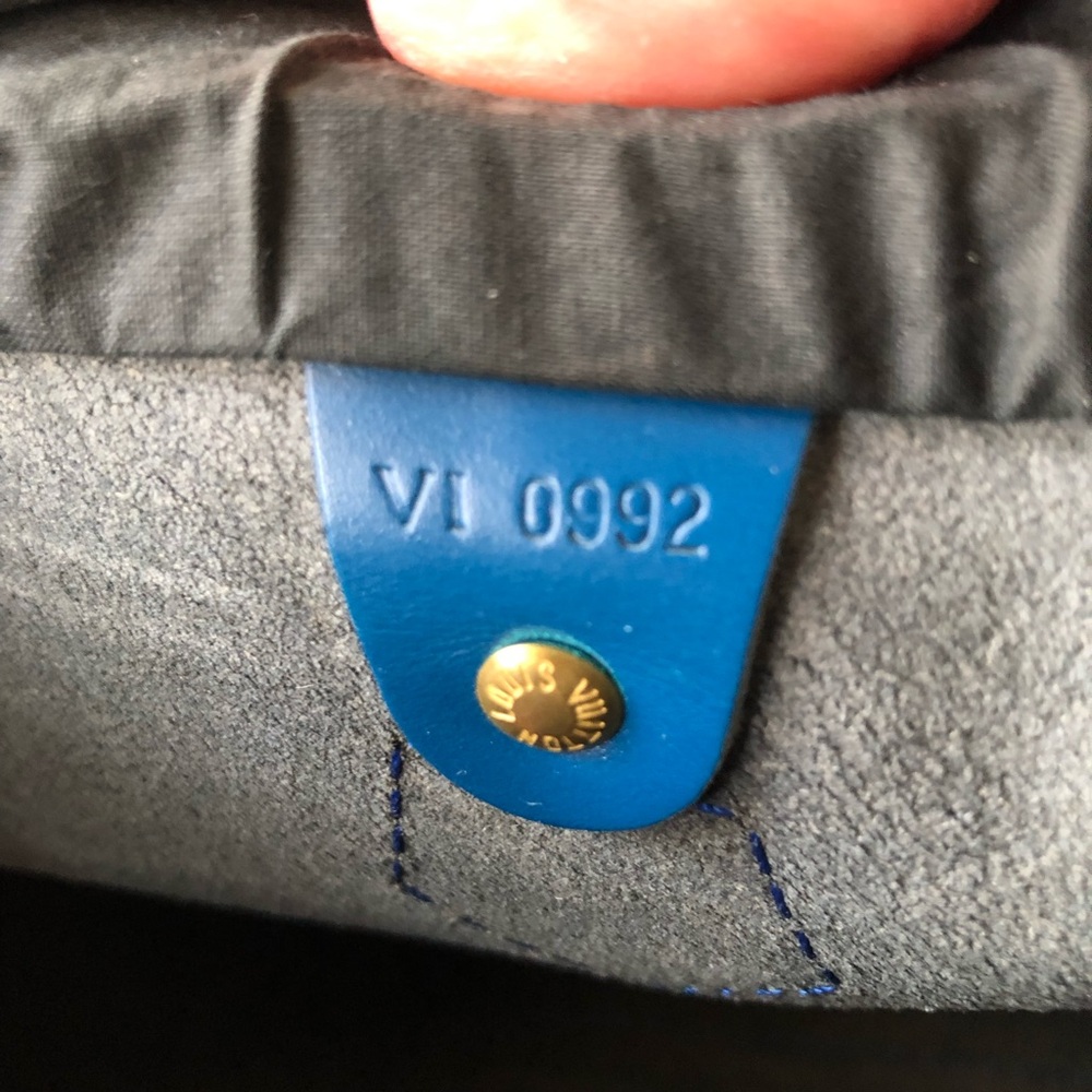 LOUIS VUITTON LV Logo Speedy 25 Travel Hand Bag Epi Leather Blue VI 0992 - Picture 8 of 14